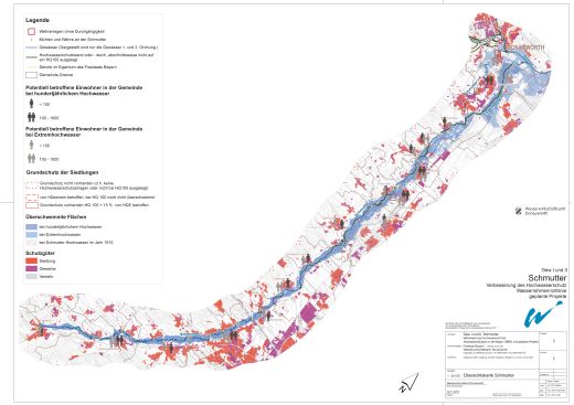 Übersichtskarte zu den von Hochwasser betroffenen Gemeinden an der Schmutter (ab Gemeinde Fischach bis zur Einmündung in die Donau)