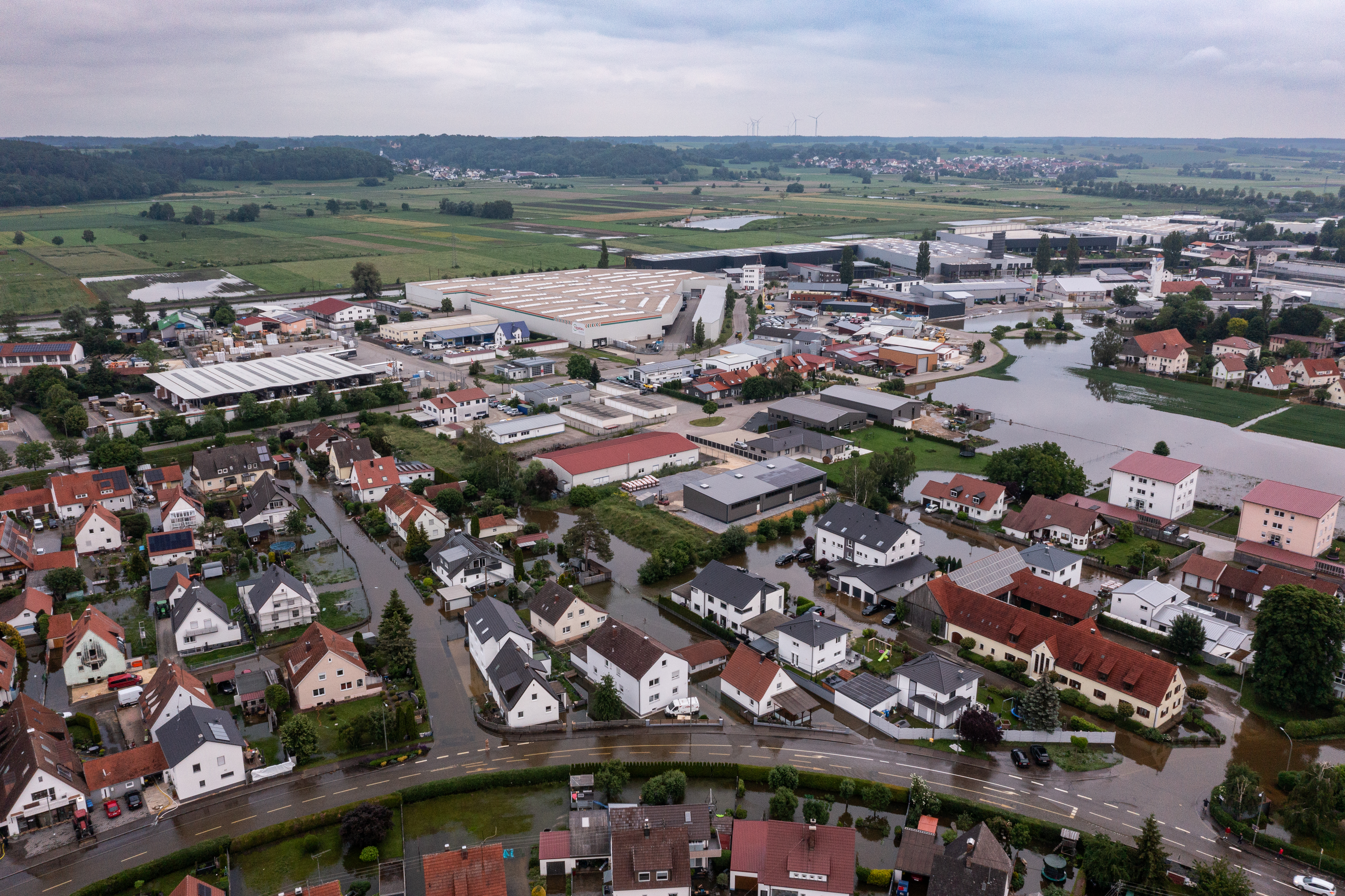 Abbildung 7 zeigt das Hochwasser am 03. Juni 2024 im Bereich der Dillinger Straße und Bleichstraße