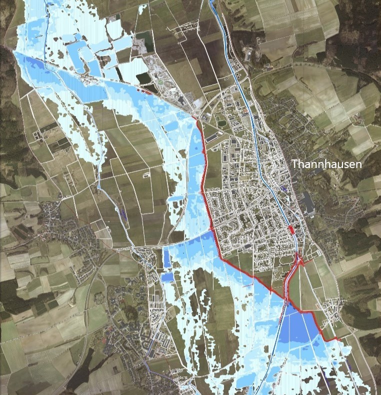 100-jährliches Hochwasser <strong>mit</strong> Hochwasserschutz