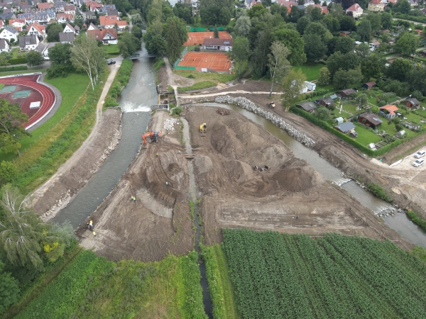 Bauphase 1: Teilabbruch des Teilungswehres