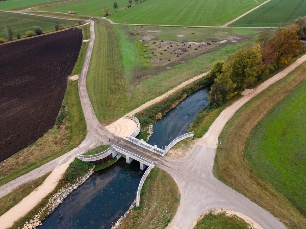 Ausgleichsfläche an der Mindel (Drohnenaufnahme der Kleeblatt Medien GmbH)
