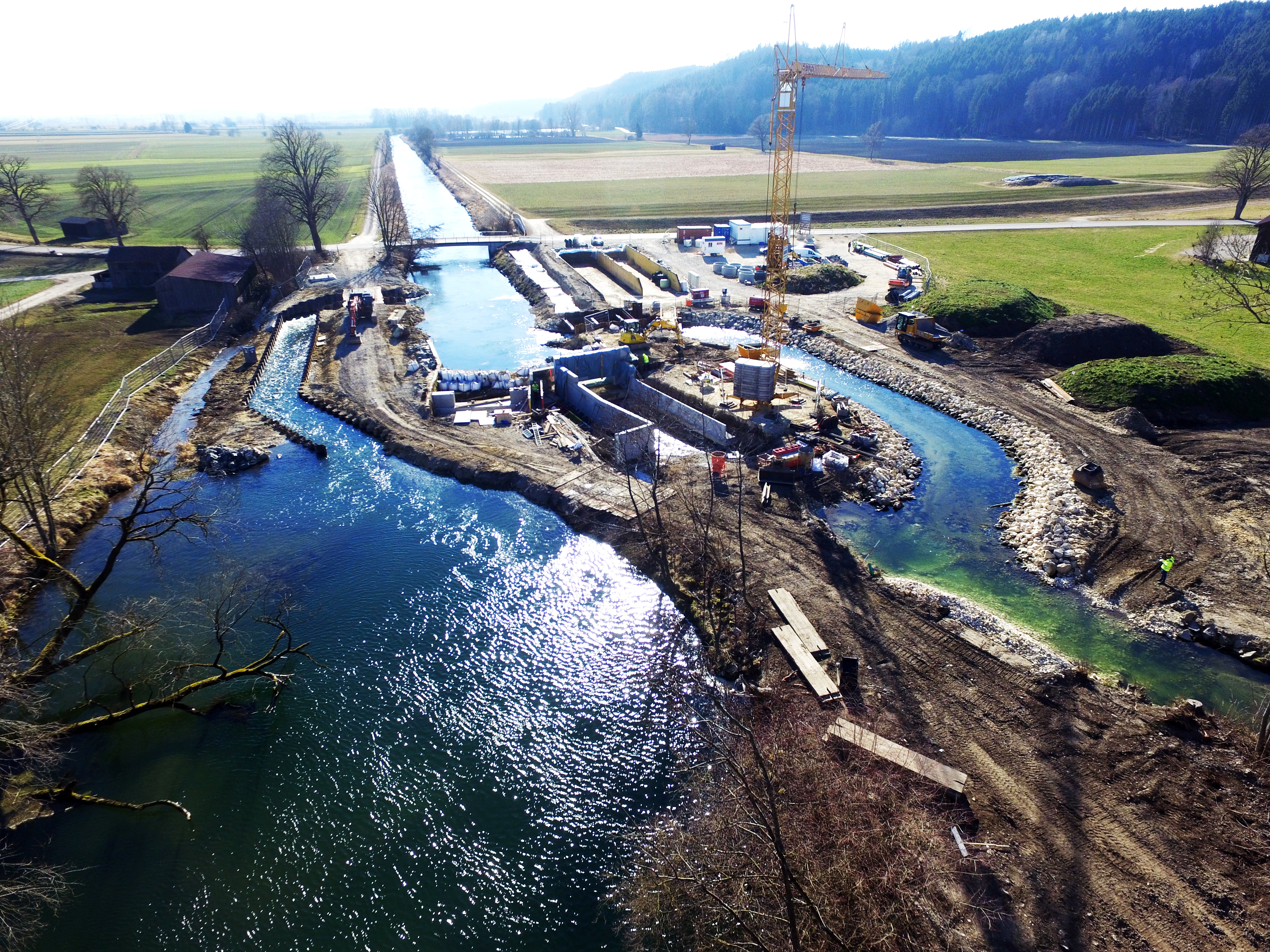 Teilungswehr bei Mindelzell im Bauzustand