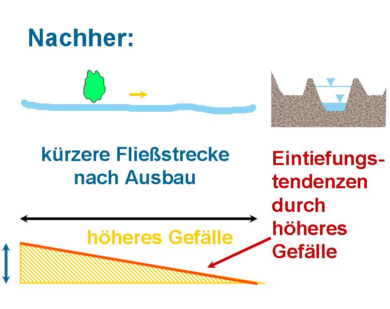 begradigte Fließstrecke begradigte Fließstrecke