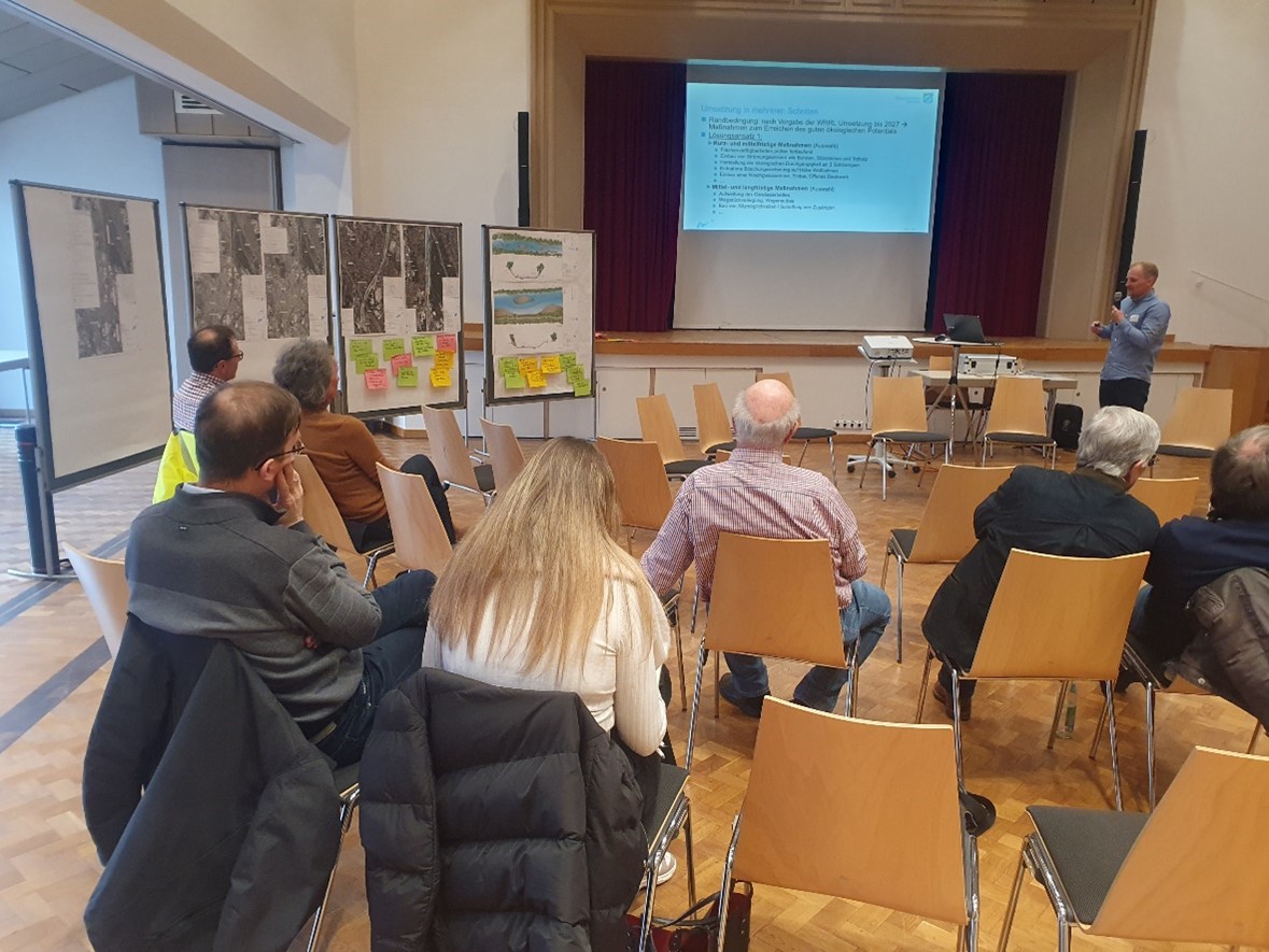 Johannes Meyer vom WWA Donauwörth präsentiert das Umsetzungskonzept für den Flussabschnitt Wertach Vital III im Kolpinghaus Johannes Meyer vom WWA Donauwörth präsentiert das Umsetzungskonzept für den Flussabschnitt Wertach Vital III im Kolpinghaus